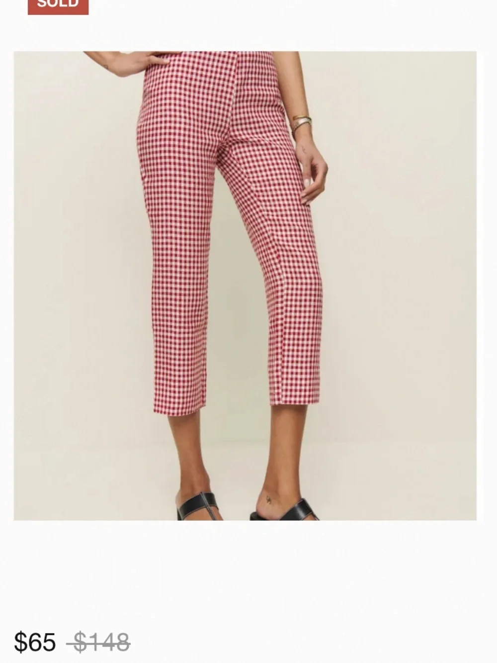Reformation Petra Linen Low Rise Pedal Pusher Pant Red - Size 0